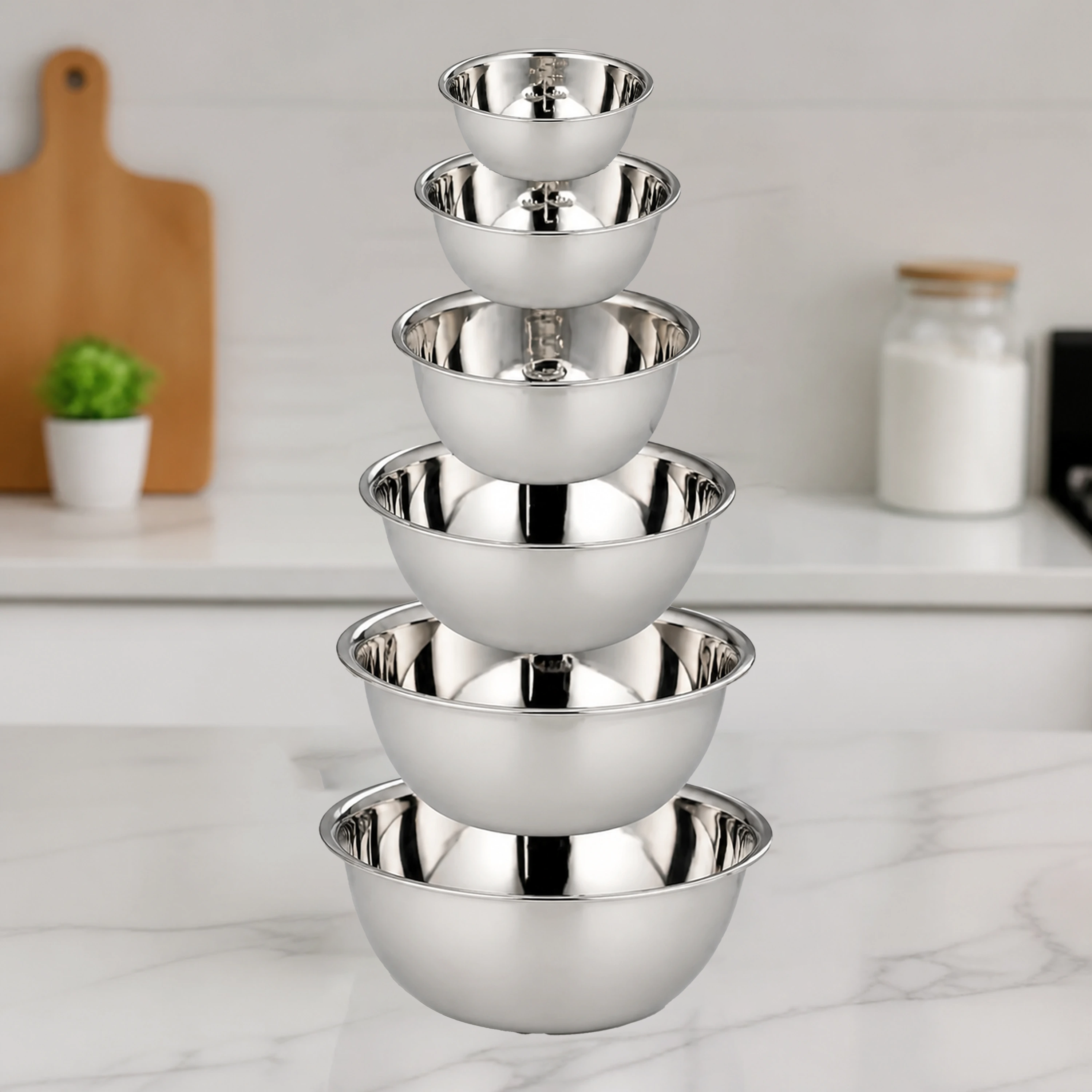 Set tazones acero inoxidable graduados cocina repostería 6 piezas