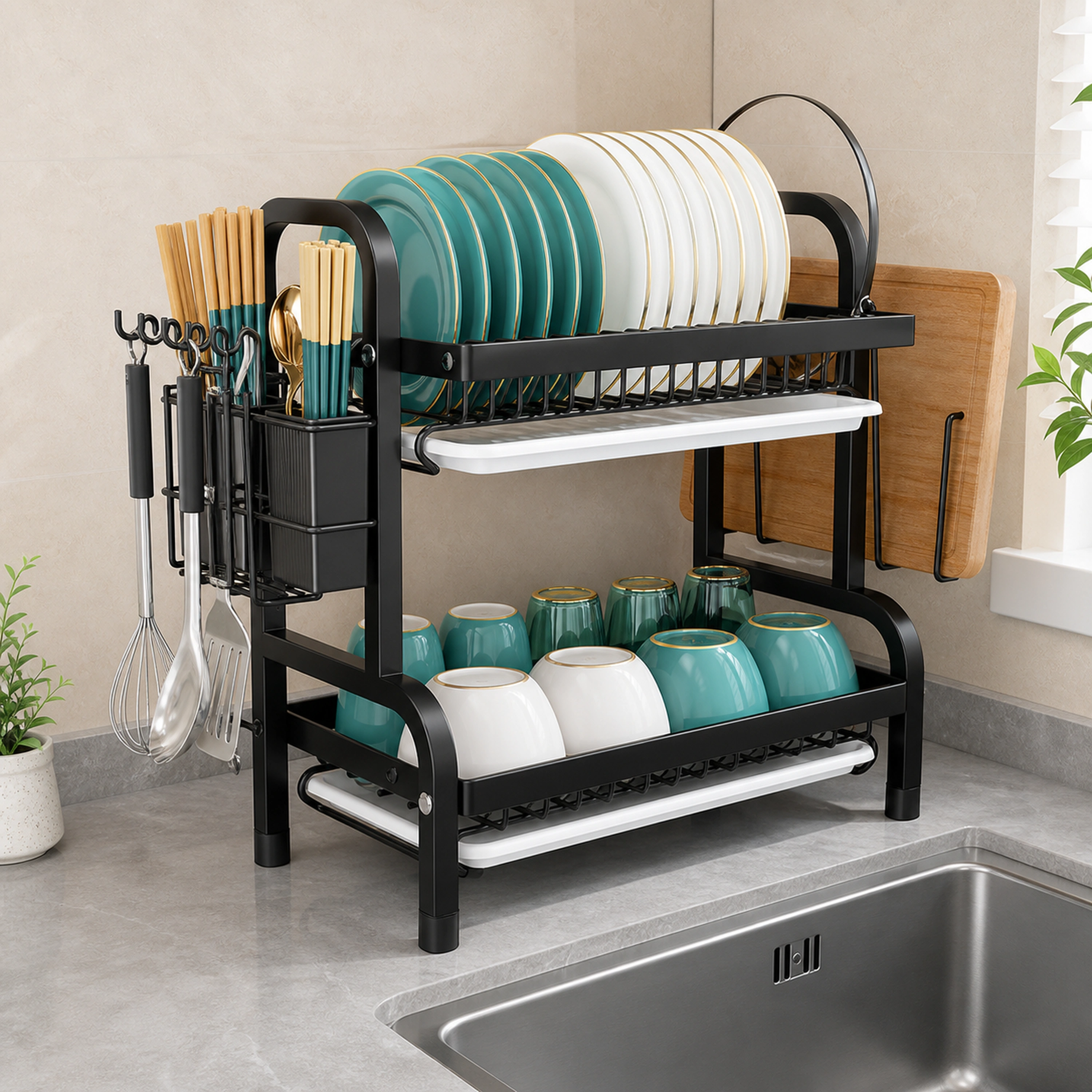 Escurridor Multinivel para Platos y Tazas 41x23x42cm