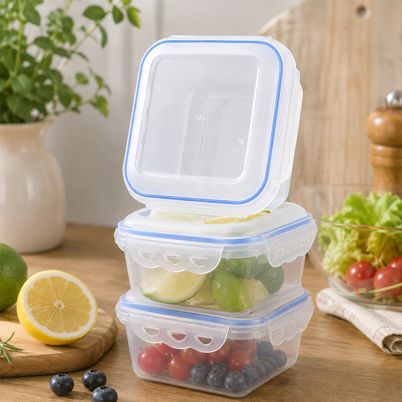 Caja de Almacenamiento Multitamaño de Plástico con Tapa Hermética y Reforzada Transparente