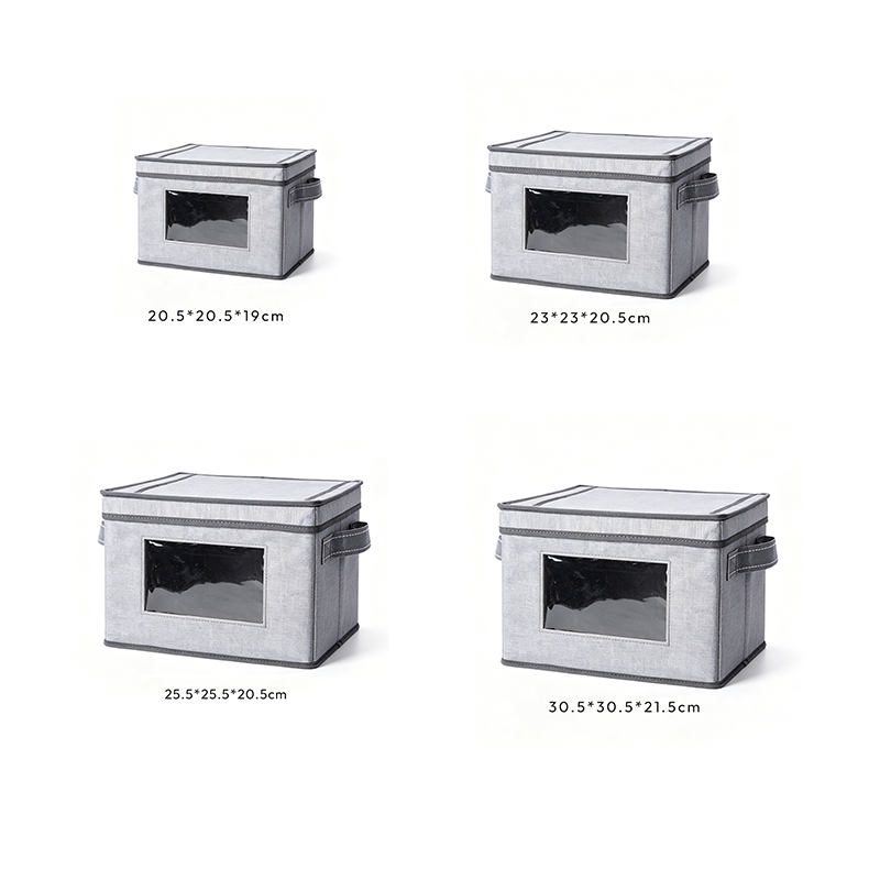 Caja de Almacenamiento Multitamaño Poliéster con Tapa Móvil Gris